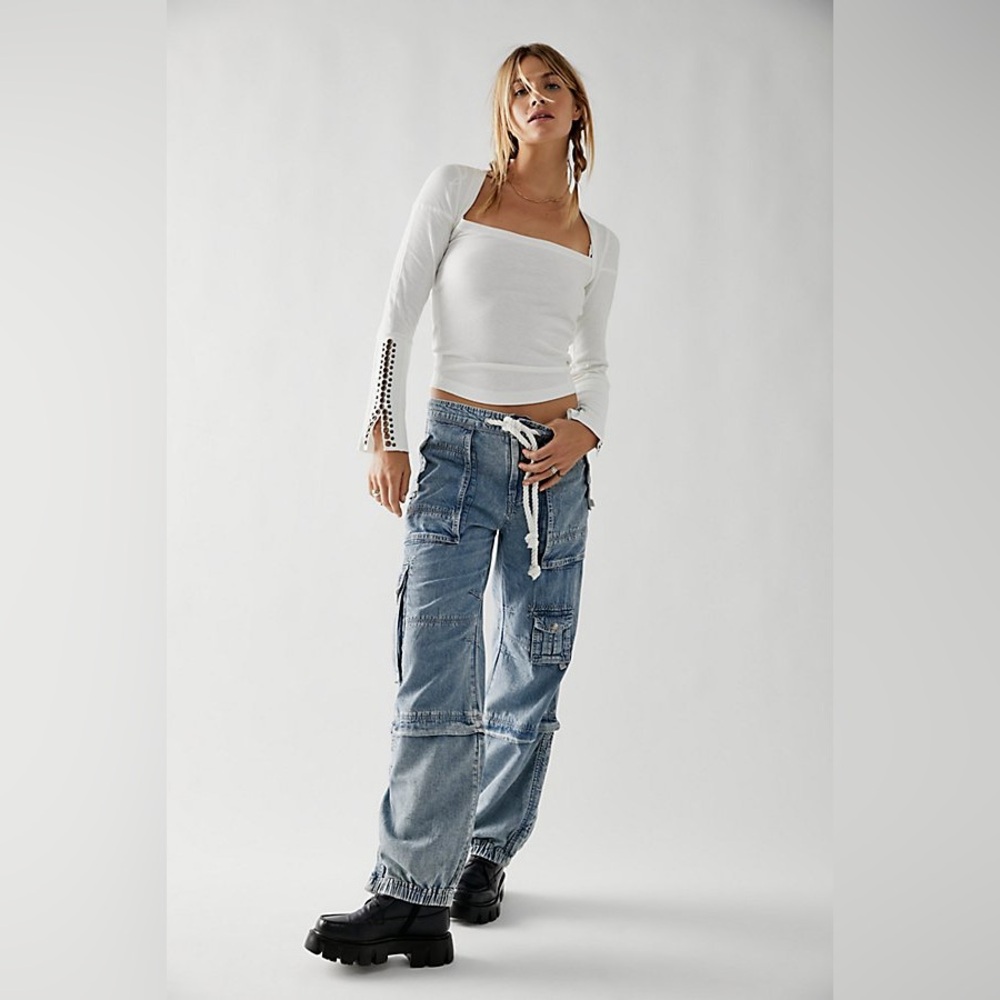 We The Free Blue Boyfriend Jeans - Picture 1 of 3